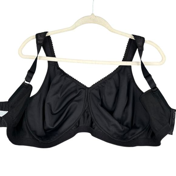 Playtex 18 Hour Black Floral Pattern Wide Straps Full Coverage Bra 44DD - Picture 3 of 5